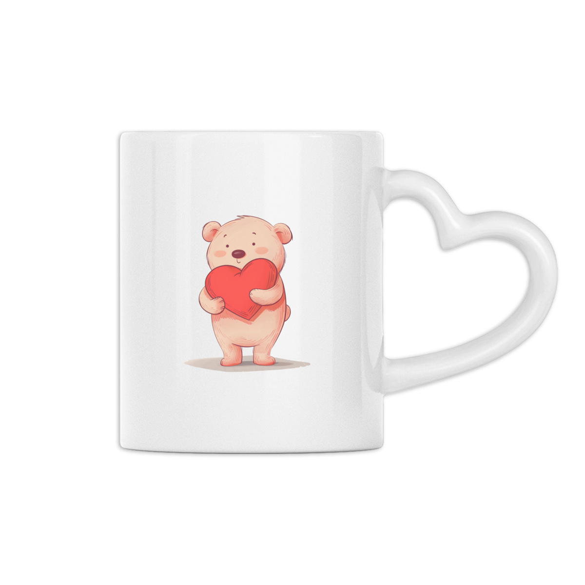 Image back Mug à anse en forme de coeur - Ourson amoureux pour la Saint-Valentin