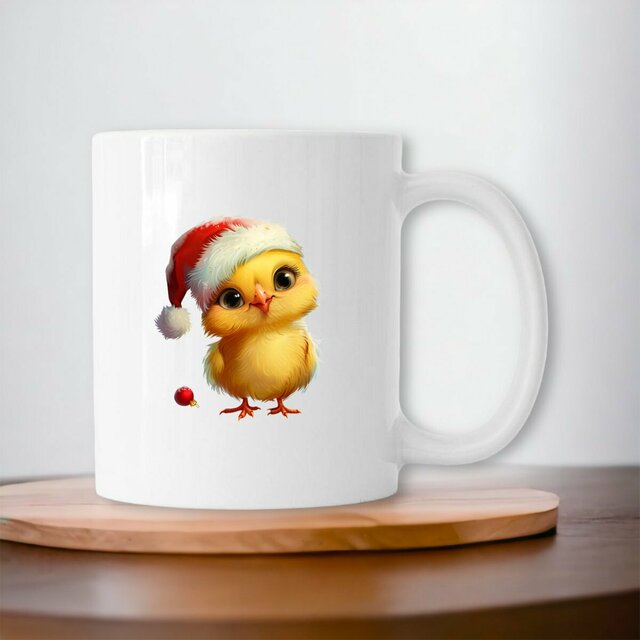 Image front Mug céramique poussin mignon Noël : Éveillez la magie des fêtes