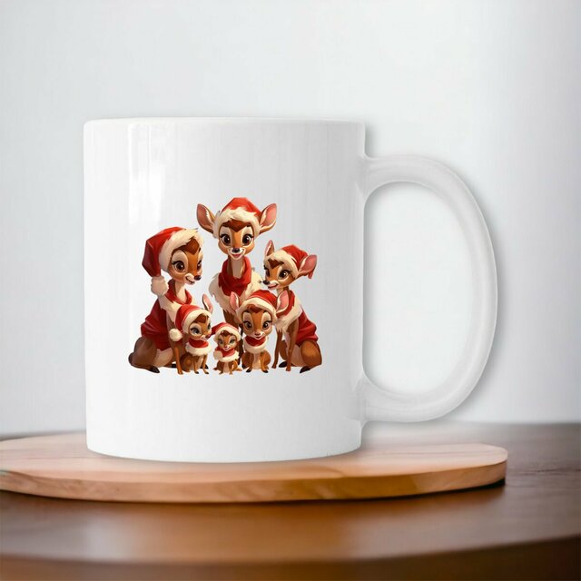 Image front Mug céramique Famille Faon Père Noël : Chaleur festive