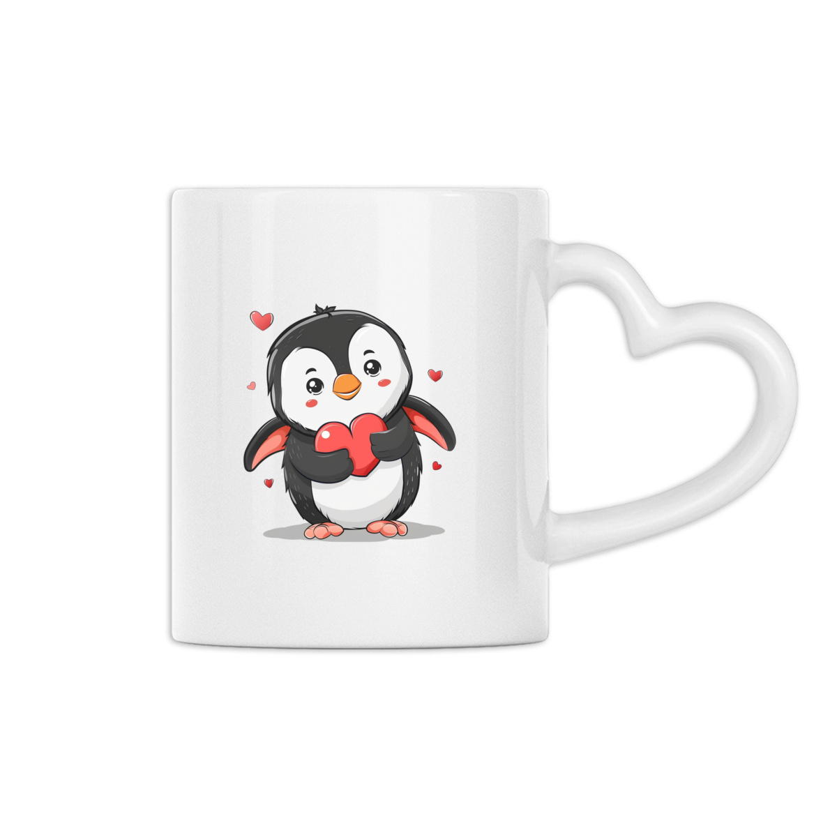 Image back Mug à anse en forme de coeur : le mug pingouin amoureux