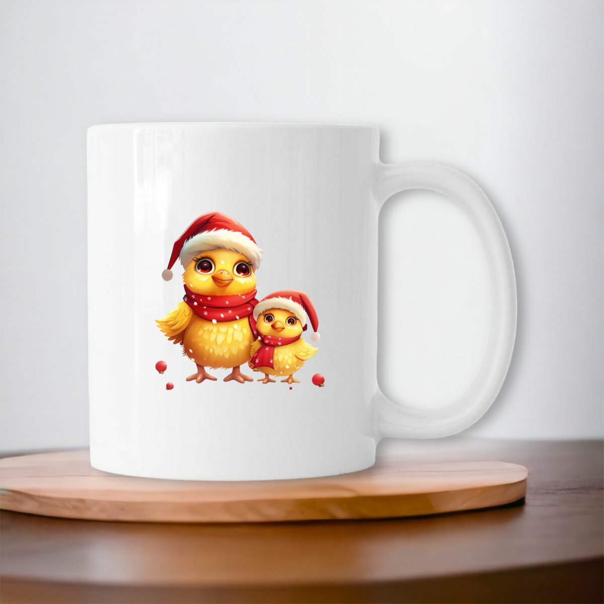 Image front Mug céramique Famille de Poussins Père Noël