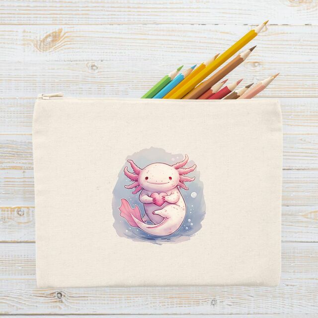Image front Pochette en coton recyclé - Trousse Axolotl Mignon