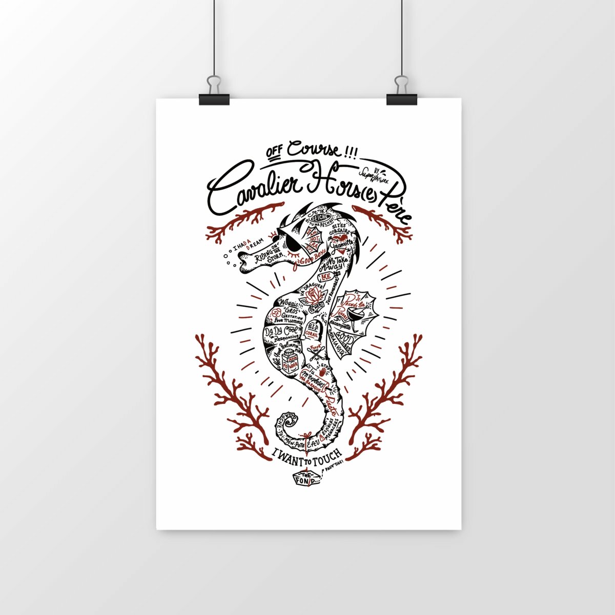 Image front Poster vertical : Hippocampe tatoué, symbole de Granville