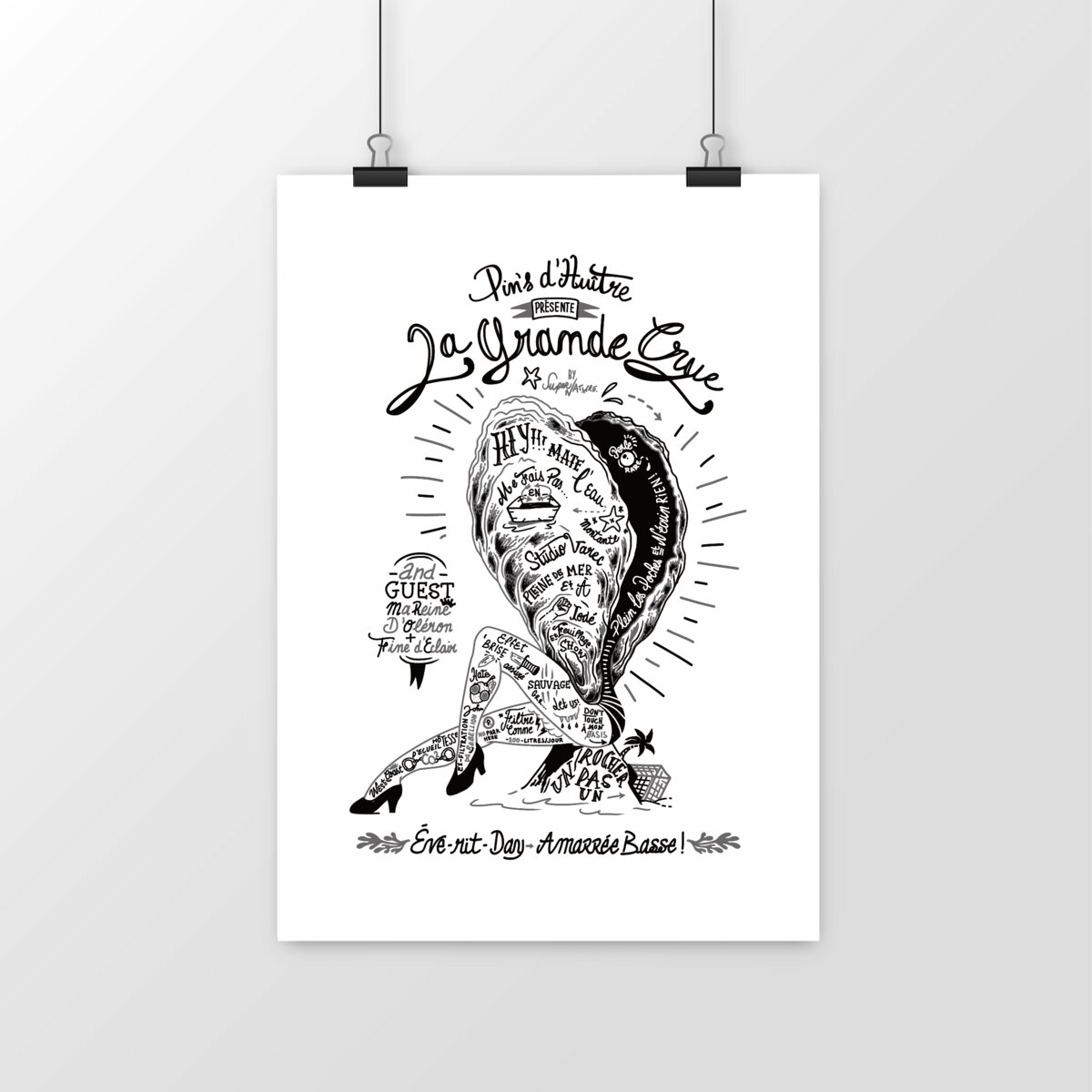 Image front Poster vertical : Huître tatouée, pinup libre et féministe