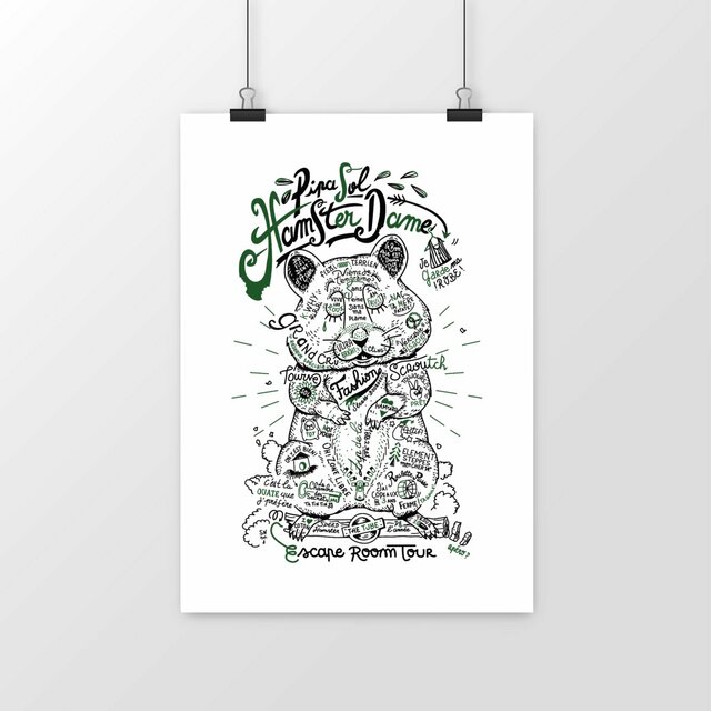 Image front Poster vertical : Hamster mignon tatoué en quête de nature
