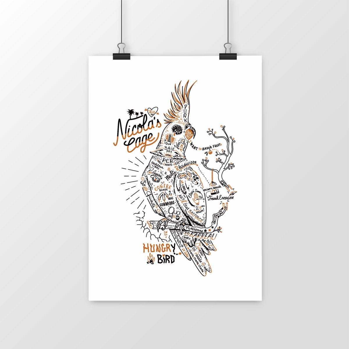 Image front Poster vertical : Perroquet Éloquent Échappé de sa Cage