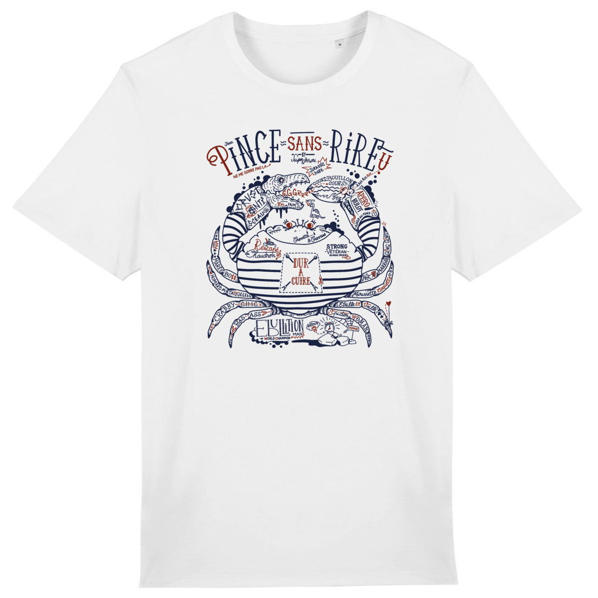 Image front T-shirt unisexe léger - Crabe tatoué du crétacé en action de rebellion