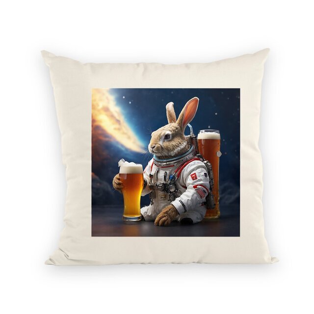 Image front Coussin Rabbit loves Beer