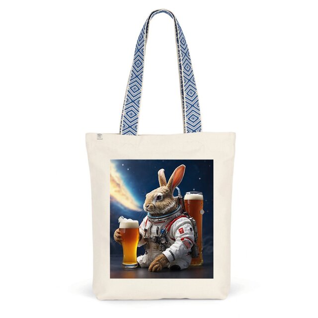 Image front ToteBag Ethnique Rabbit loves Beer
