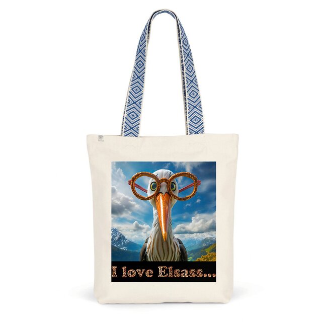 Image front ToteBag Ethnique Cigogne I Love Elsass