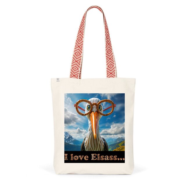 Image back ToteBag Ethnique Cigogne I Love Elsass
