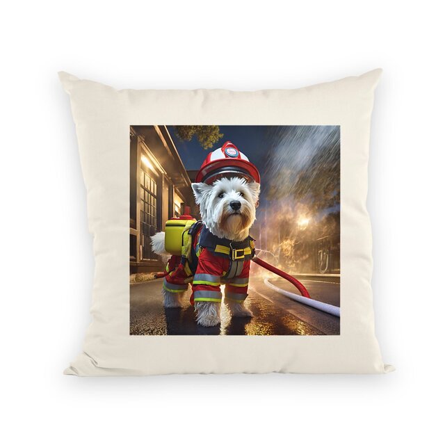 Image front Coussin Westie Fire Dog