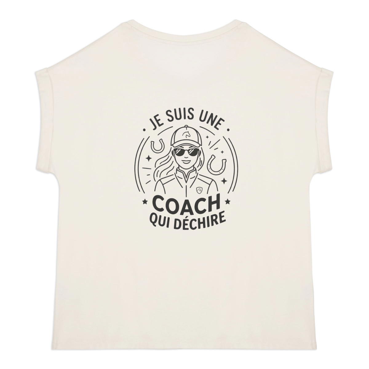 Image back T-shirt "Coach qui déchire" - Idéal cadeau cavalière - coton bio blanc