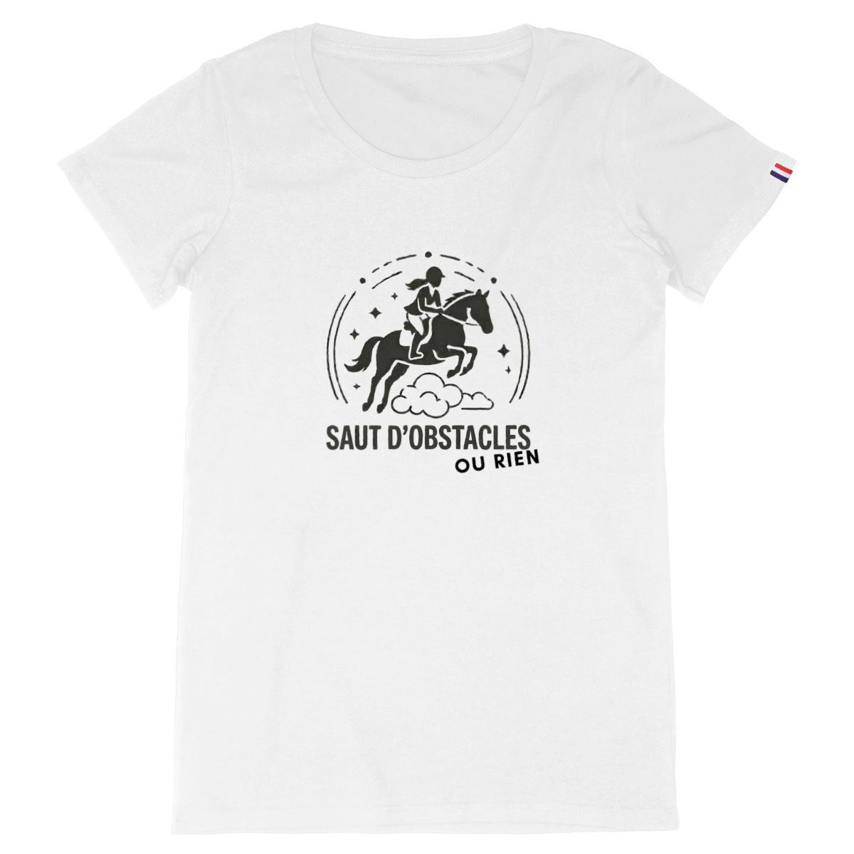 Image front T-shirt "Saut d'obstacle ou rien" - Pour les passionnées de CSO