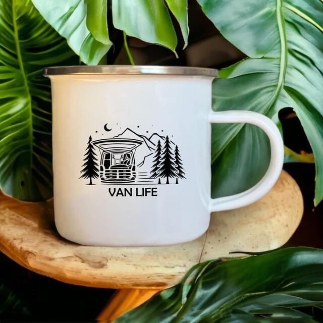 Image front Mug métal émaillée Van Life