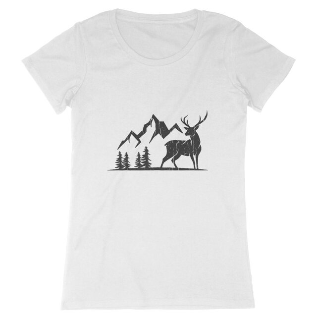 Image back T-Shirt Femme Deer & Mountains