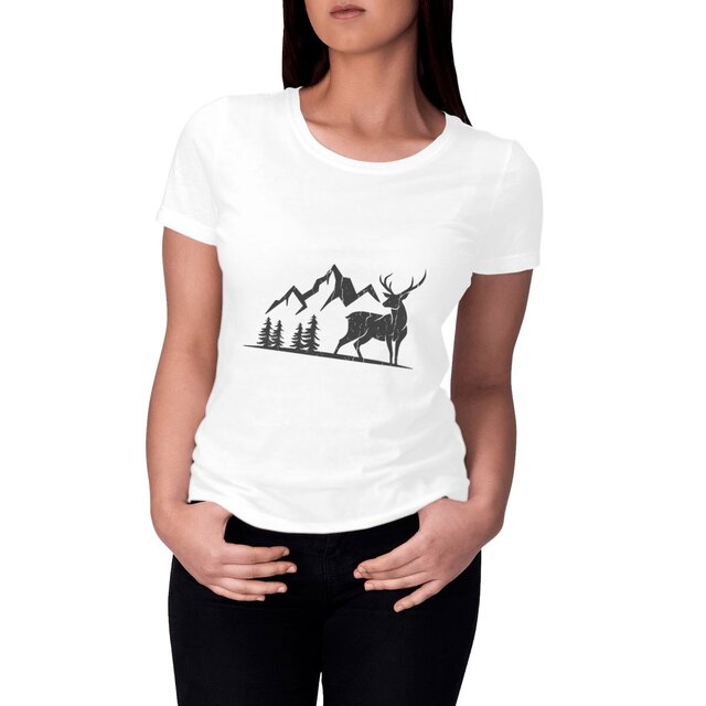 Image front T-Shirt Femme Deer & Mountains