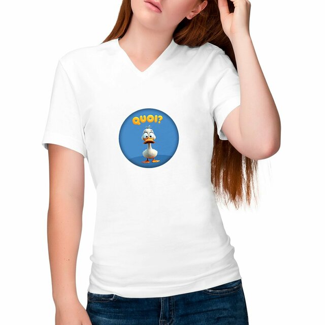 Image front ❀ T-Shirt Léger Femme Col V ~Change ✦ PETIT CANARD [🌐 FR] ✨