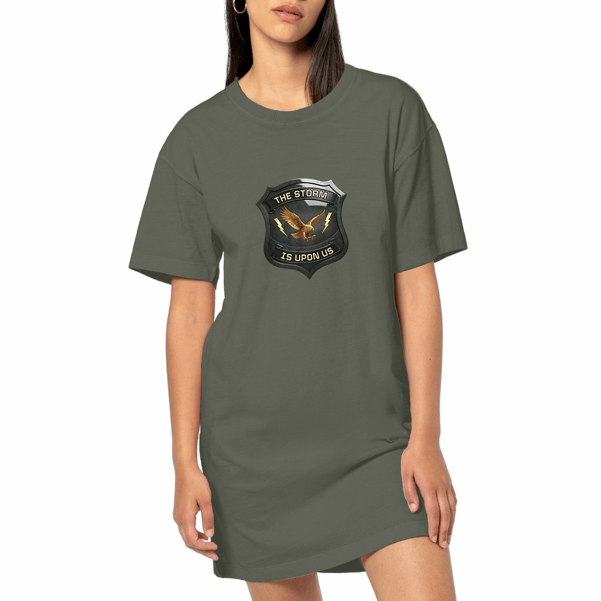 Image front ❀ Robe T-Shirt Mi-Épaisse Vintage Oversize Femme ~Premium+ ✦ THE STORM IS UPON US [🌐 EN] 