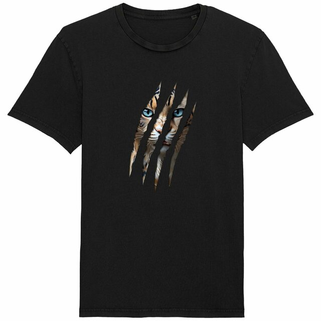 Image back ❀ T-Shirt Mi-Léger Unisexe Vintage ~Premium ✦ LA GRIFFE DU CHAT [🌐 INT] ✨