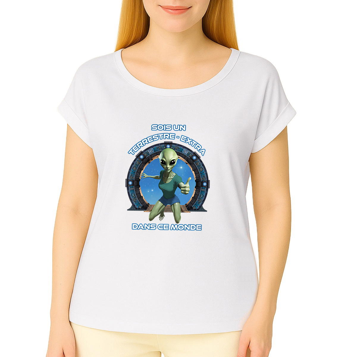 Image front ❀ T-Shirt Mi-Léger Femme Manches à Revers ~Premium ✦ ZETA (EXTRA-TERRESTRE) [🌐 FR] ✨