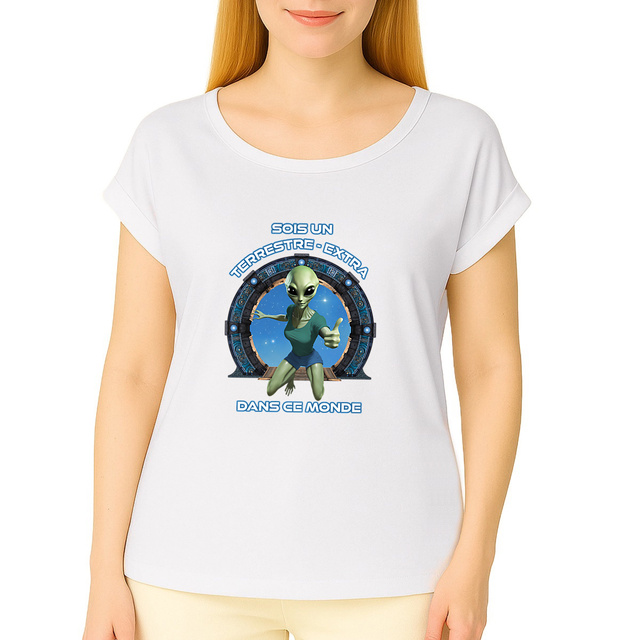 Image du produit ❀ T-Shirt Mi-Léger Femme Manches à Revers ~Premium ✦ ZETA (EXTRA-TERRESTRE) [🌐 FR] ✨