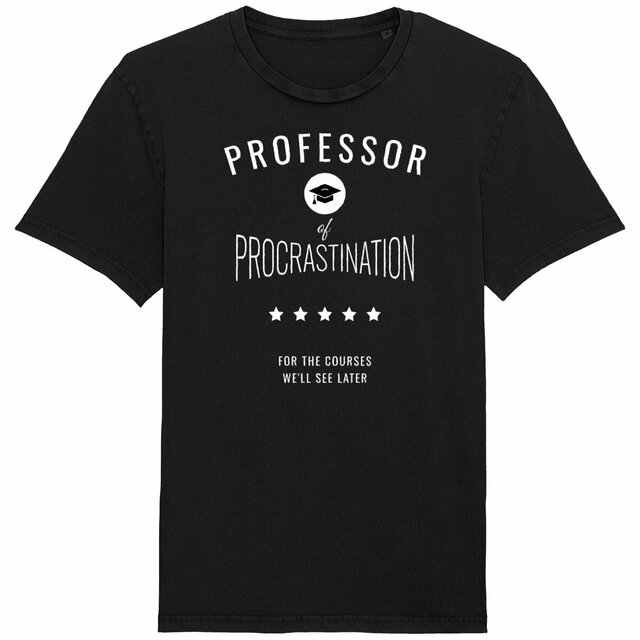 Image back ❀ T-Shirt Mi-Léger Unisexe Vintage ~Premium ✦ PROCRASTINATION [🌐 EN] ✨