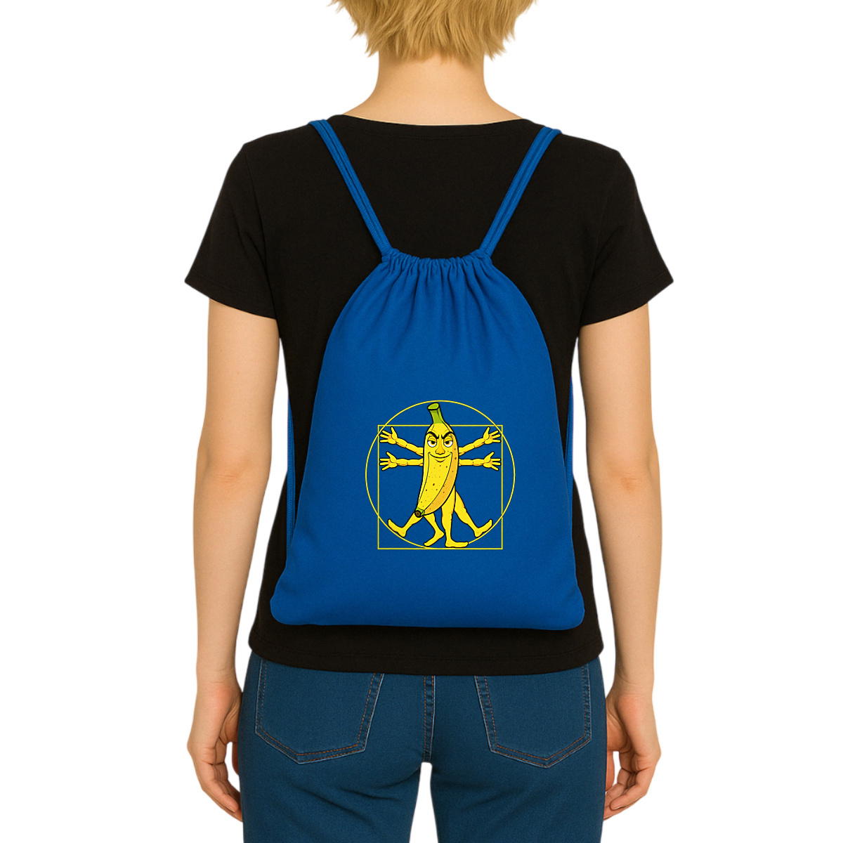 Image front ❀ Sac À Dos À Cordelettes Recyclé ~Premium ✦ LA BANANE DE VITRUVE [🌐 FR] ✨