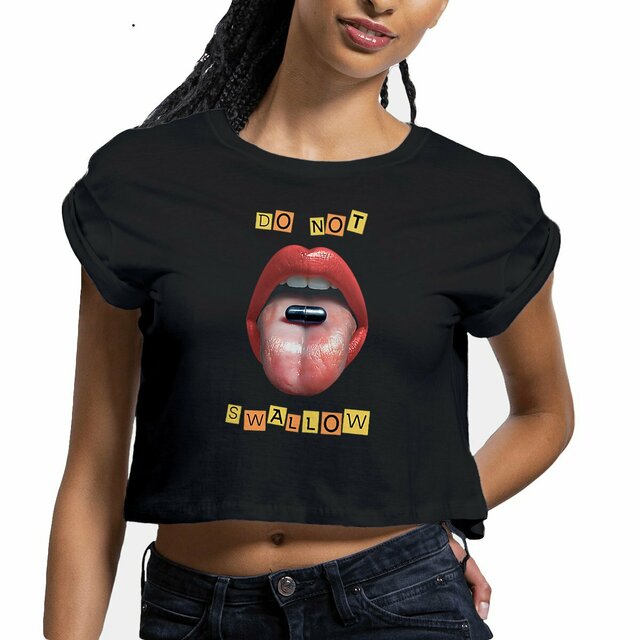 Image front ❀ Crop Top Léger Femme ~Premium+ ✦ BLACK PILL - NE PAS AVALER [🌐 EN] ✨