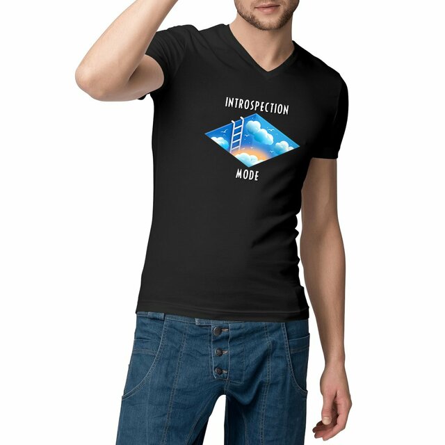 Image front ❀ T-Shirt Léger Homme Col V ~Change ✦ INTROSPECTION MODE [🌐 INT] ✨