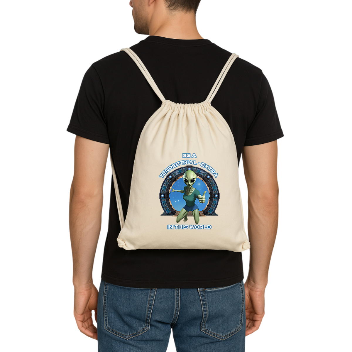 Image front ❀ Sac À Dos À Cordelettes Recyclé ~Premium ✦ ZETA (ALIEN) [🌐 EN] ✨