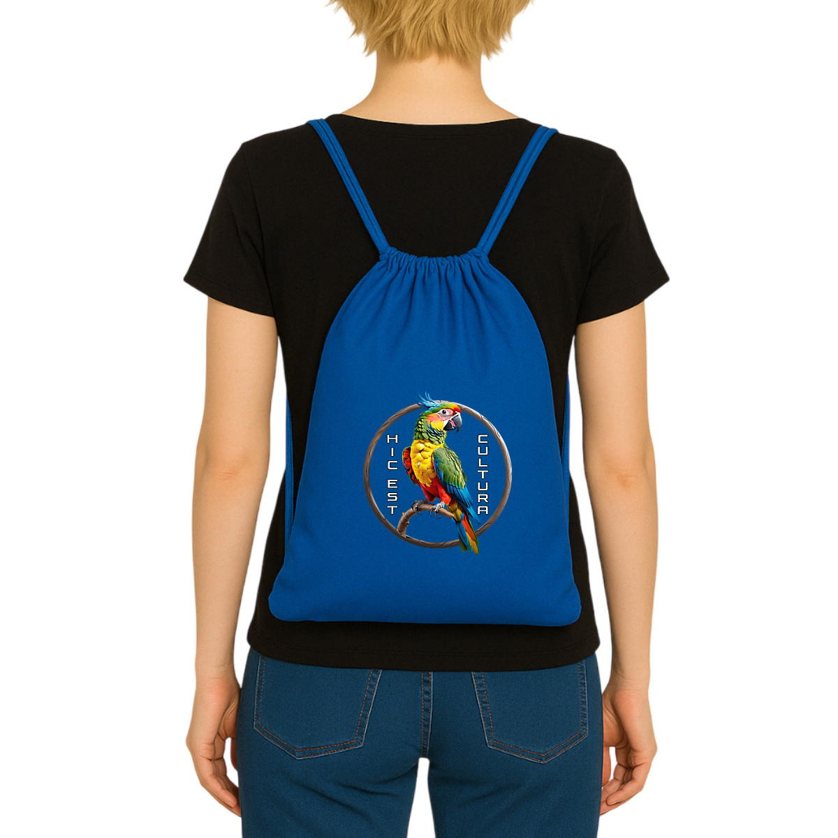 Image front ❀ Sac À Dos À Cordelettes Recyclé ~Premium ✦ PERROQUET [🌐 LAT] ✨