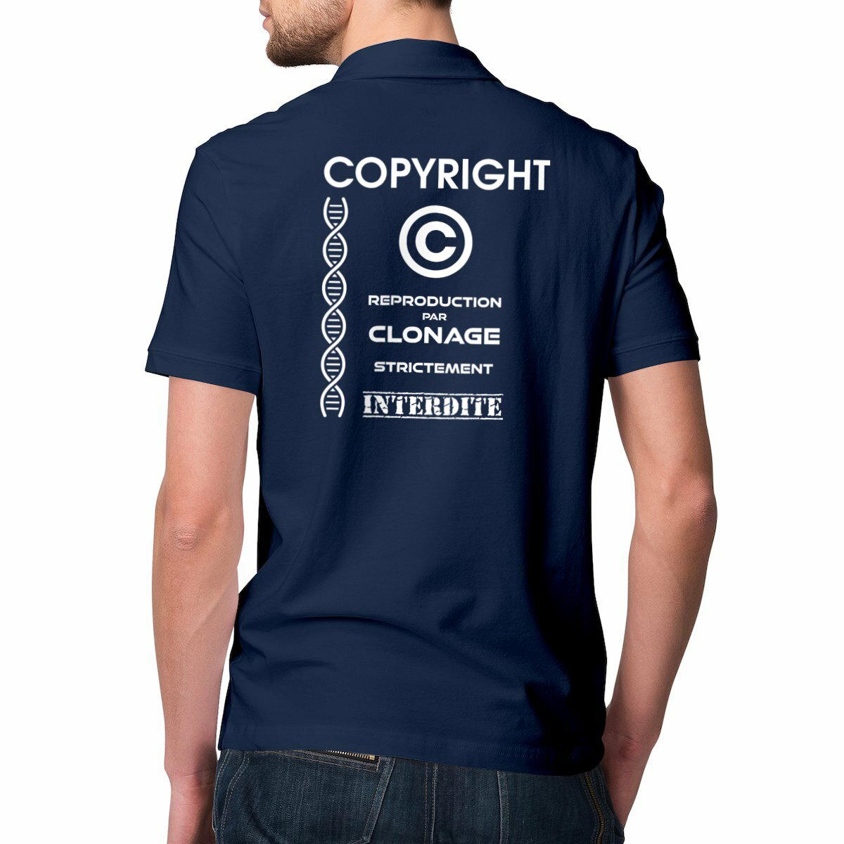 Image front ❀ Polo Mi-Épais Homme ~Premium Visuel Devant & au Dos ✦ L'ANTI-CLONE [🌐 FR] ✨