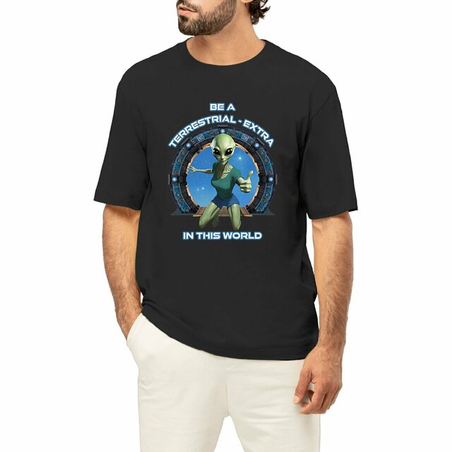 Image front ❀ T-Shirt Épais Homme Oversize ~Premium+ ✦ ZETA (ALIEN) [🌐 EN] ✨
