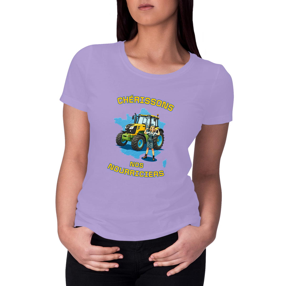 Image front ❀ T-Shirt Mi-Léger Femme ~Premium+ ✧ SOUTENONS NOS FERMES [🌐 FR] ✨