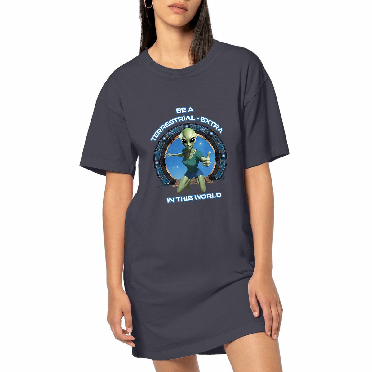 Image front ❀ Robe T-Shirt Mi-Épaisse Vintage oversize Femme ~Premium+ ✦ ZETA (ALIEN) [🌐 EN] ✨