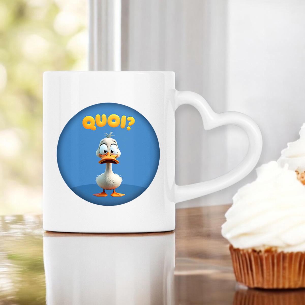 Image front ❀ Mug Céramique Avec Ance En Forme De Cœur Imprimé Sur Chaque Côté ~Premium ✦ PETIT CANARD [🌐 FR] ✨