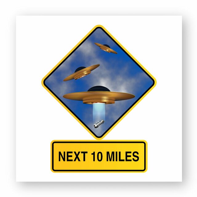 Image front ❀ Autocollant Carré / Sticker ~Premium ✦ UFO ALERT [🌐 EN] ✨
