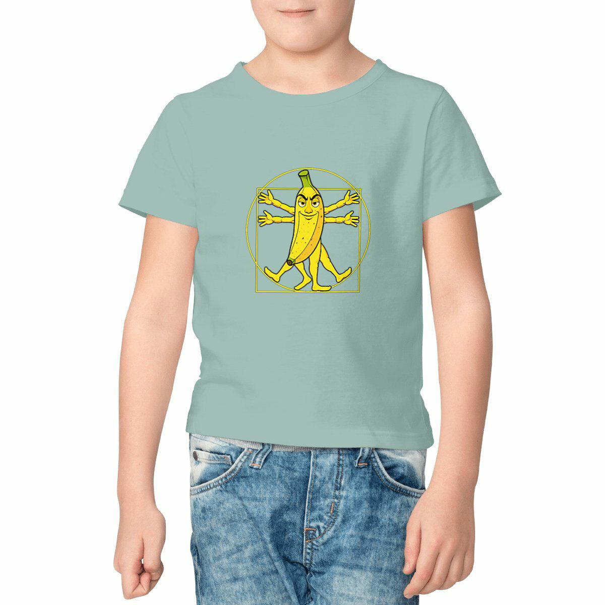 Image front ❀ T-Shirt Mi-Léger Unisexe Enfant ~Premium+ ✦ LA BANANE DE VITRUVE [🌐 FR] ✨