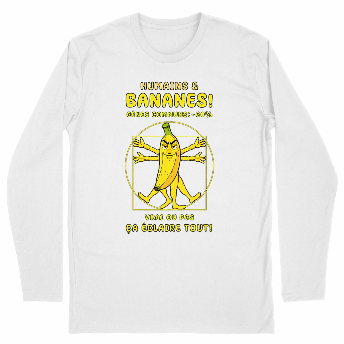 Image back ❀ T-Shirt Classique Mi-Épais Homme Manches Longues ~Premium ✦ LA BANANE DE VITRUVE [🌐 FR]