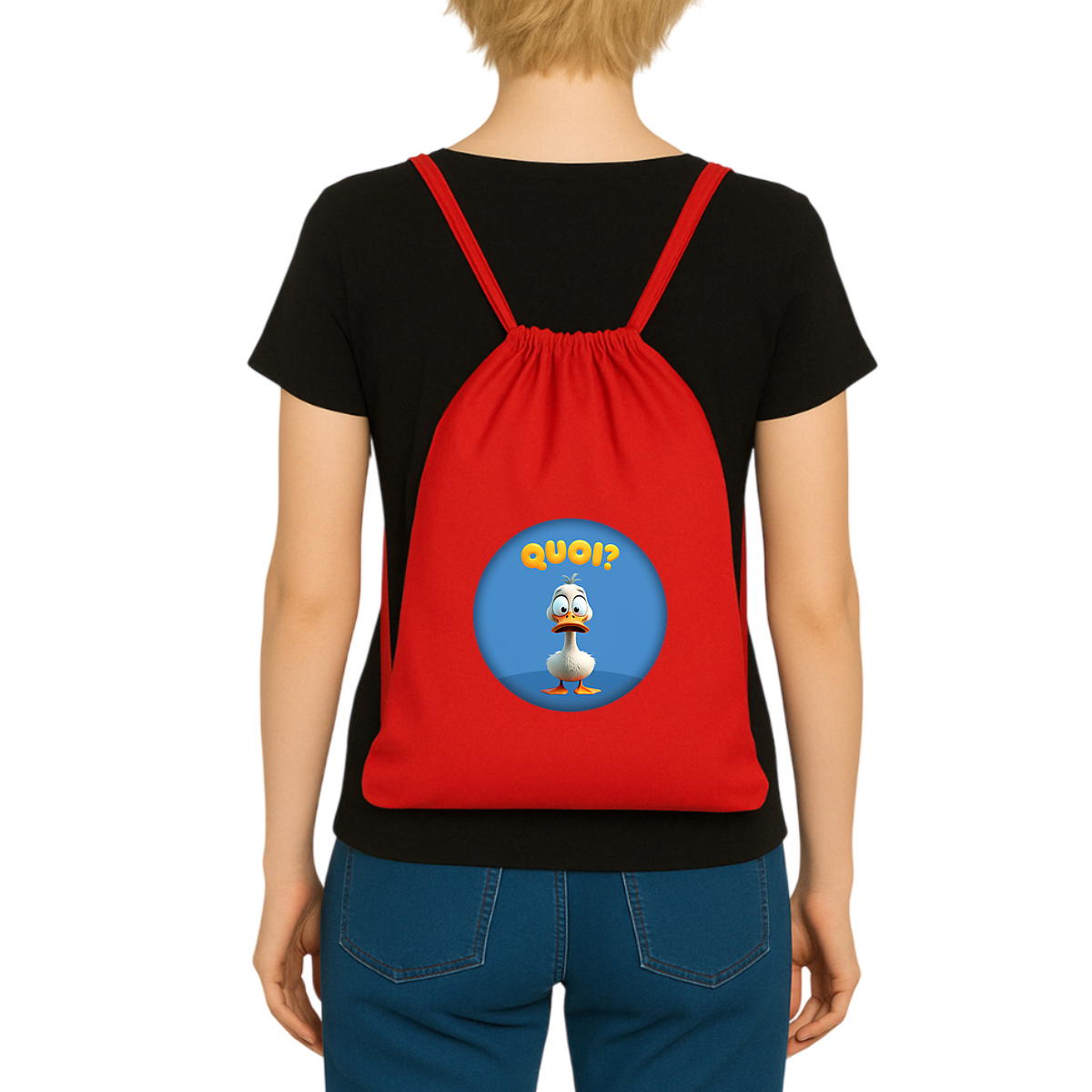 Image front ❀ Sac À Dos À Cordelettes Recyclé ~Premium ✦ PETIT CANARD [🌐 FR] ✨