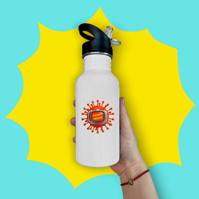 Image front ❀ Bouteille Inox Avec Paille ✦ PANIC MODE [🌐 FR] ✨