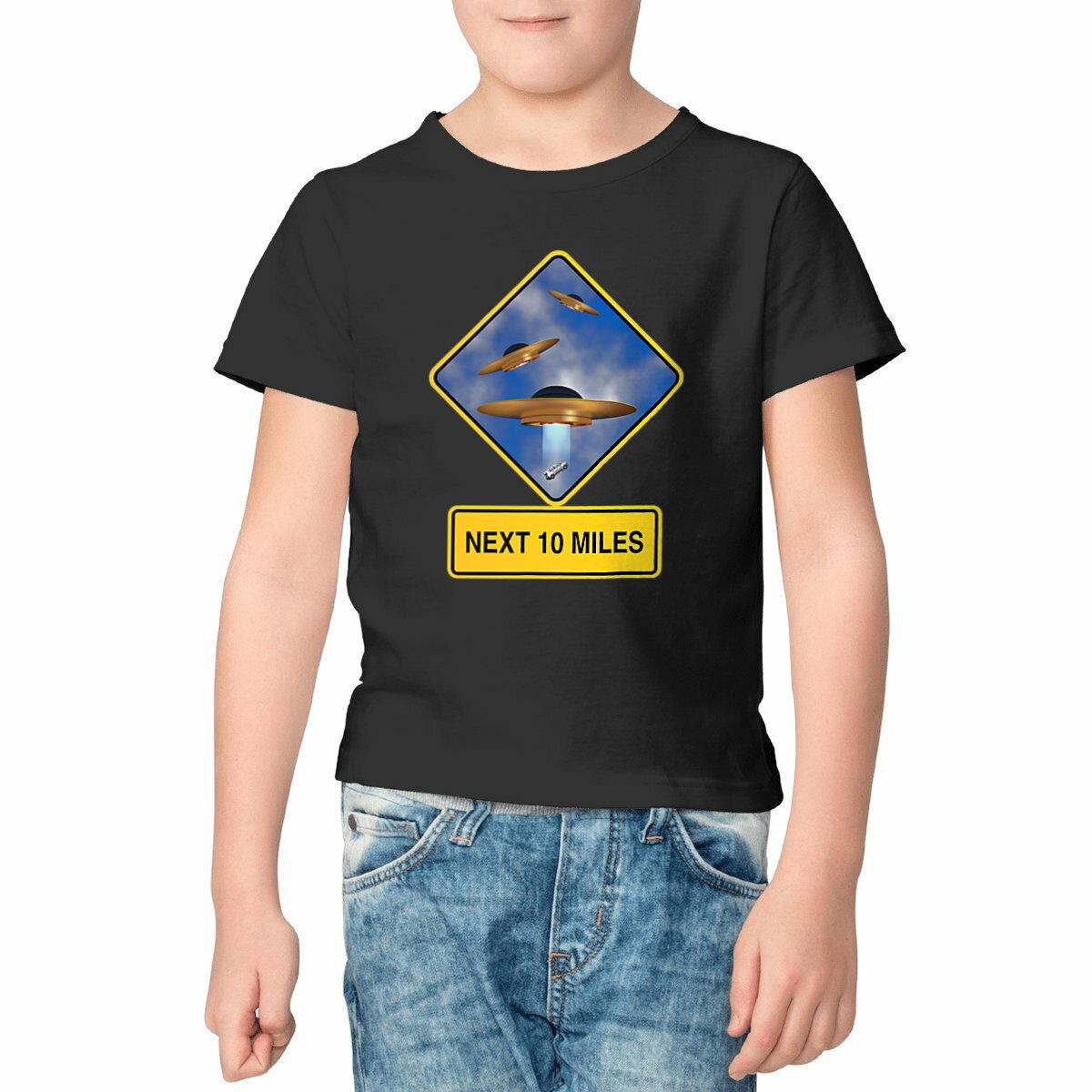 Image front ❀ T-Shirt Léger Unisexe Enfant ~Change ✦ UFO ALERT [🌐 EN] ✨