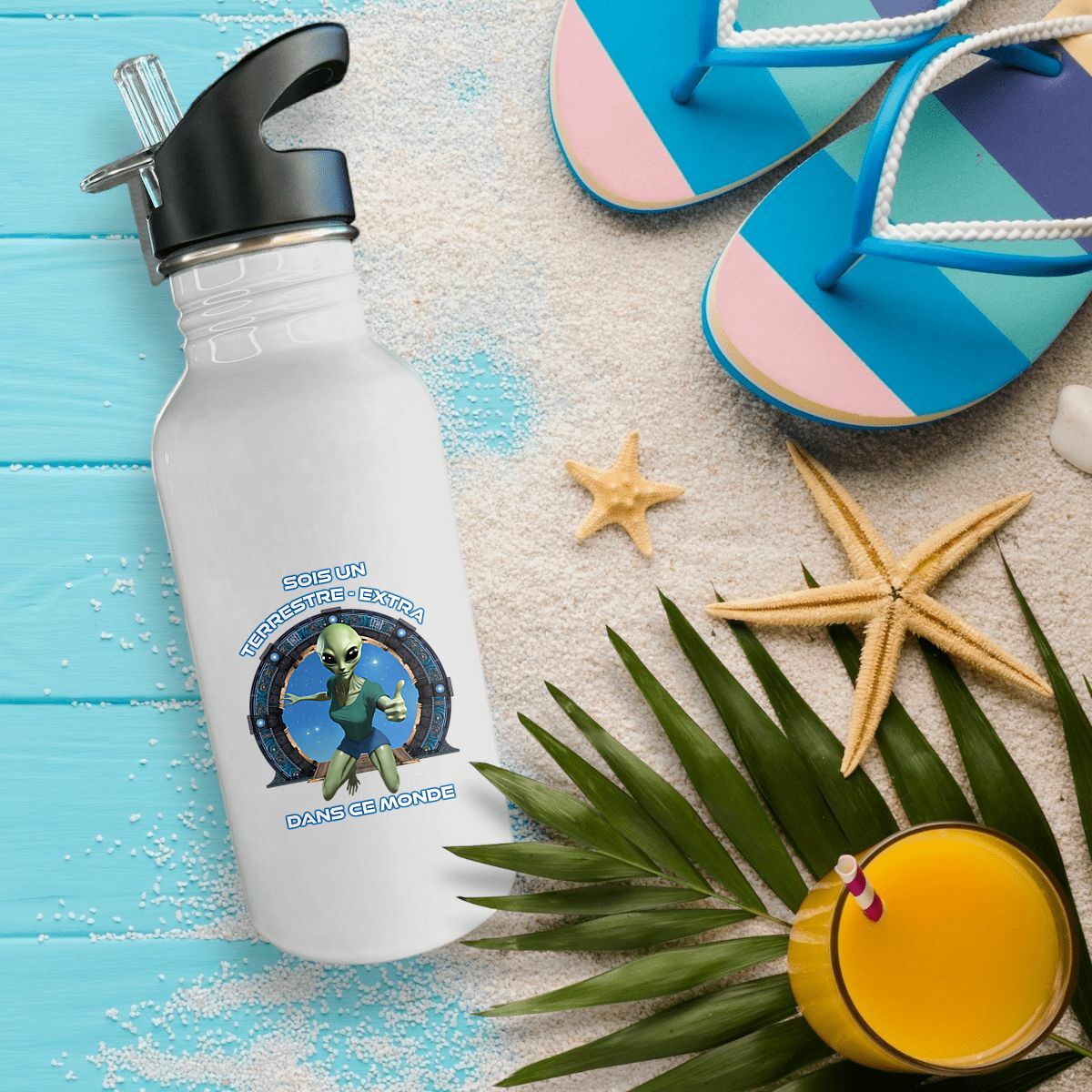 Image front ❀ Bouteille Inox Avec Paille ~Premium ✦ ZETA (EXTRA-TERRESTRE) [🌐 FR] ✨