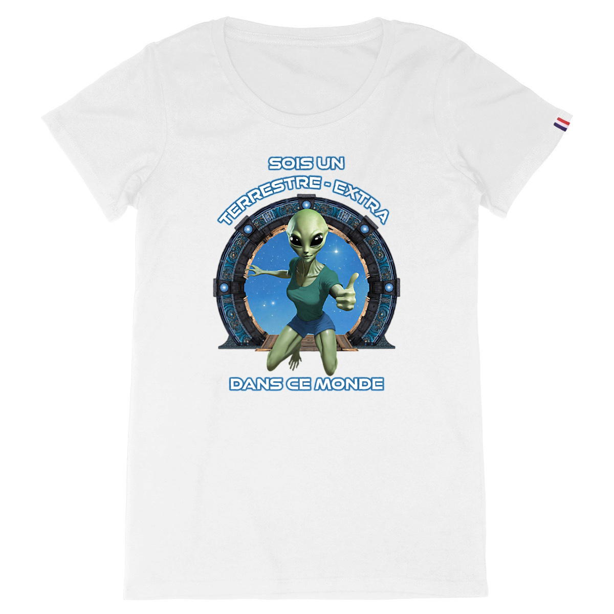 Image back ❀ T-Shirt Mi-Épais Femme Made in France ~Premium+ ✦ ZETA (EXTRA-TERRESTRE) [🌐 FR] ✨