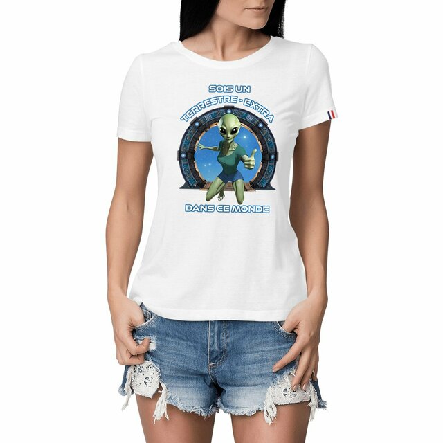 Image front ❀ T-Shirt Mi-Épais Femme Made in France ~Premium+ ✦ ZETA (EXTRA-TERRESTRE) [🌐 FR] ✨