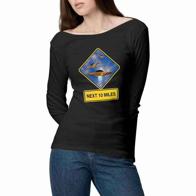Image front ❀ T-Shirt Léger Femme Manches longues ~Premium ✦ UFO ALERT [🌐 EN] ✨