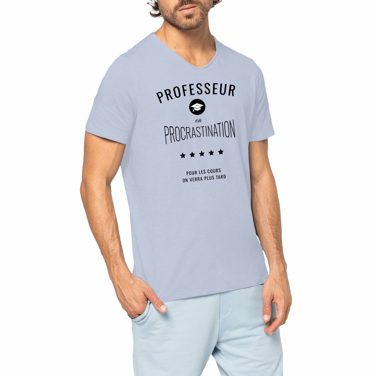 Image front ❀ T-Shirt Léger Homme Slub ~Premium+ ✦ PROCRASTINATION [🌐 FR] ✨