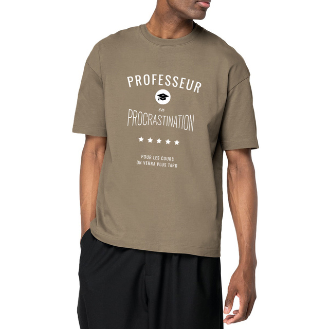 Image front ❀ T-Shirt Épais Unisexe Oversize ~Premium+ ✦ PROCRASTINATION [🌐 FR] ✨