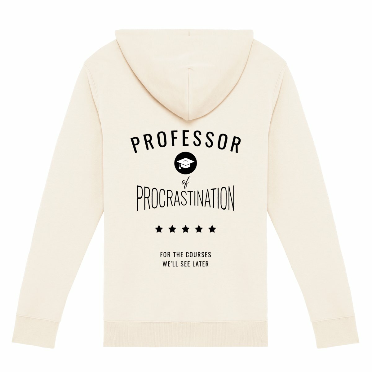 Image back ❀ Sweat à Capuche Épais Unisexe Zippé ~Premium+ Visuel Devant & au Dos  / Couleur Sweat Blanche / ✦ PROCRASTINATION [🌐 EN] ✨
